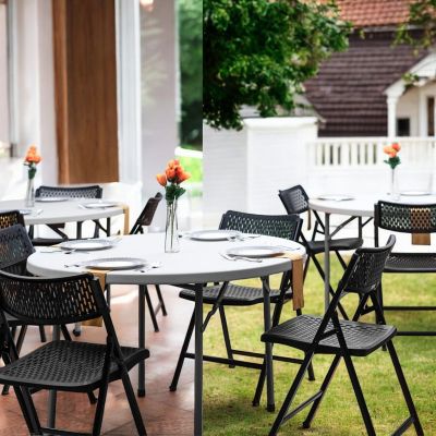 Image showing 6 th Hampden Furnishings Frank Collection Premium Seating Round Plastic Fold in Half Table, 60 in.