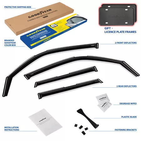 Goodyear In-Channel Window Deflectors Unbreakable Smoke 4 Pieces GY007894 Window Deflectors