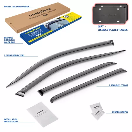 Goodyear Taped Window Deflectors Shatterproof Smoke 4-Piece GY008736 Window Deflectors