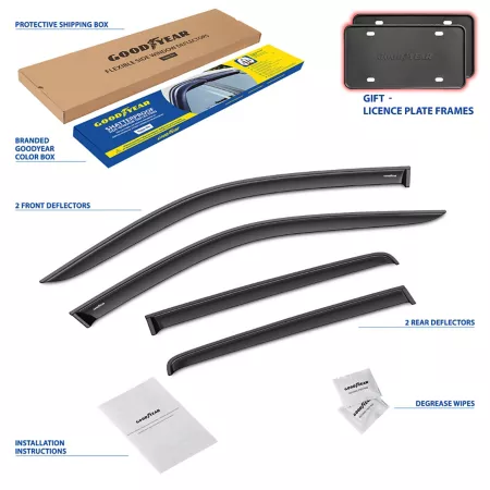 Goodyear Taped Window Deflectors Shatterproof Smoke 4-Piece GY008727 Window Deflectors