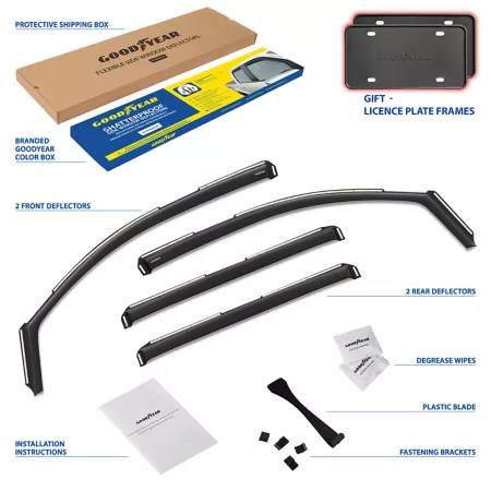 Goodyear In-Channel Window Deflectors Unbreakable Smoke 4 Pieces GY007939 Window Deflectors