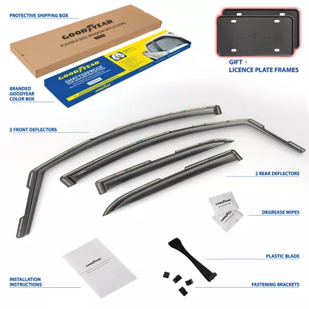 Goodyear In-Channel Window Deflectors Unbreakable Smoke 4 Pieces GY007890 Window Deflectors