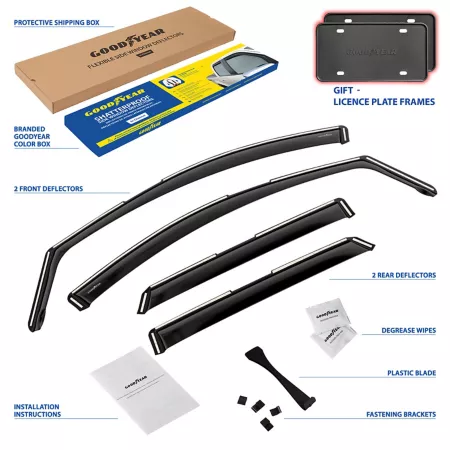 Goodyear In-Channel Window Deflectors Unbreakable Smoke 4 Pieces GY003464 Window Deflectors