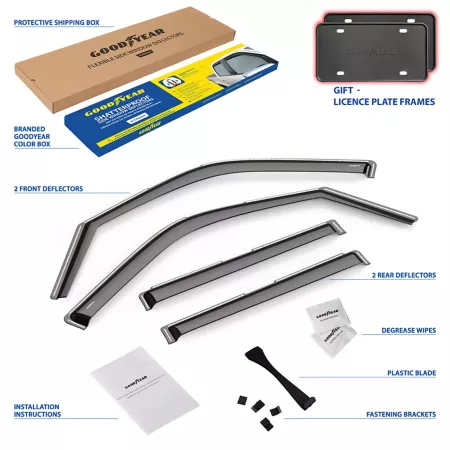 Goodyear In-Channel Window Deflectors Unbreakable Smoke 4 Pieces GY007930 Window Deflectors