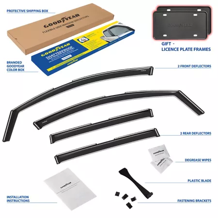 Goodyear In-Channel Window Deflectors Unbreakable Smoke 4 Pieces GY007970 Window Deflectors