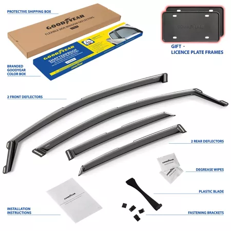 Goodyear In-Channel Window Deflectors Unbreakable Smoke 4 Pieces GY007968 Window Deflectors