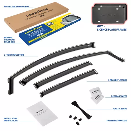 Goodyear In-Channel Window Deflectors Unbreakable Smoke 4 Pieces GY007889 Window Deflectors