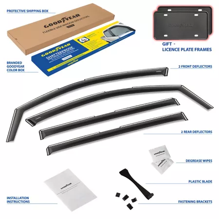 Goodyear In-Channel Window Deflectors Unbreakable Smoke 4 Pieces GY007940 Window Deflectors