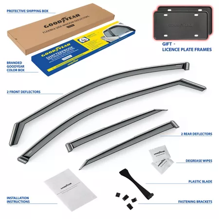 Goodyear In-Channel Window Deflectors Unbreakable Smoke 4 Pieces GY007928 Window Deflectors