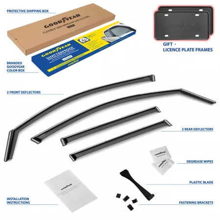 Goodyear In-Channel Window Deflectors Unbreakable Smoke 4 Pieces GY007895 Window Deflectors