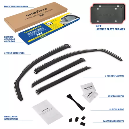 Goodyear In-Channel Window Deflectors Unbreakable Smoke 4 Pieces GY007976 Window Deflectors