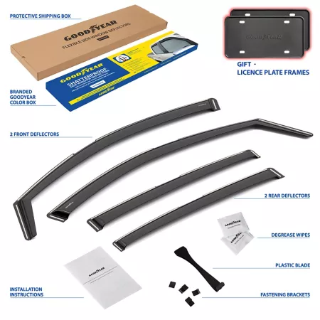 Goodyear In-Channel Window Deflectors Unbreakable Smoke 4 Pieces GY007934 Window Deflectors