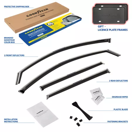 Goodyear In-Channel Window Deflectors Unbreakable Smoke 4 Pieces GY007938 Window Deflectors