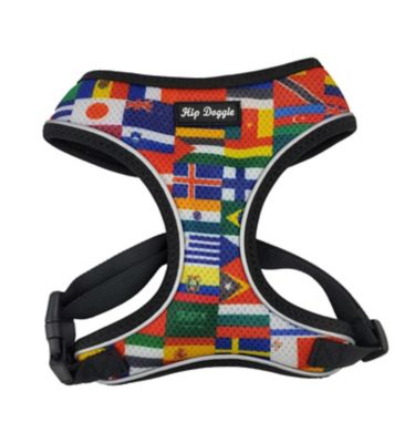 Hip Doggie Ultra Comfort Reflective Dog Harness Vest - Flags