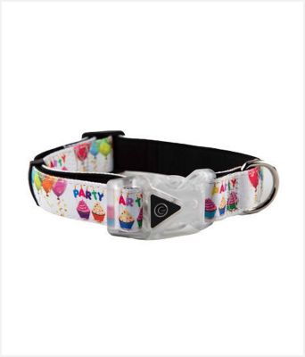 Hip Doggie Party Adjustable Dog Collar with LED Light Up Buckle