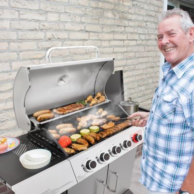 Image showing  5-Burner Propane Gas Grill, Silver, With Sear and Side Burner