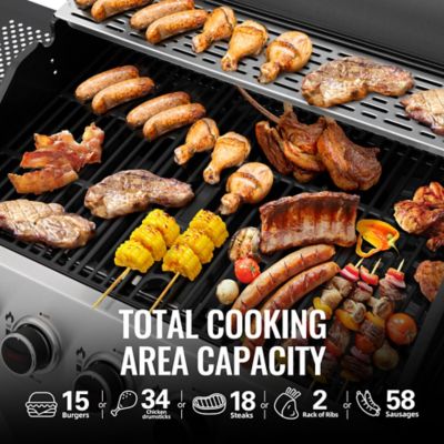 Image showing  5-Burner Propane Gas Grill, Silver, With Sear and Side Burner