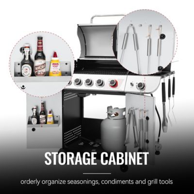 Image showing 7 th Royal Gourmet 5-Burner Propane Gas Grill, Silver, With Sear and Side Burner