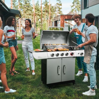 Image showing 9 th Royal Gourmet 5-Burner Propane Gas Grill, Silver, With Sear and Side Burner