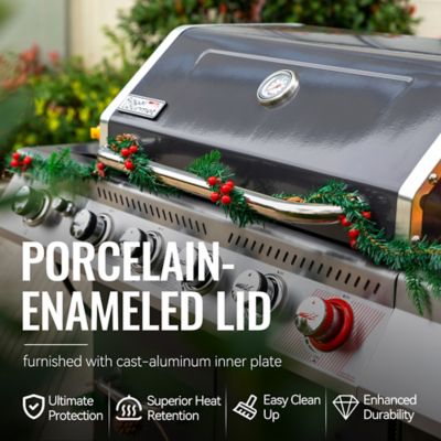 Image showing 7 th Royal Gourmet 5-Burner Deluxe Propane Gas Grill with Cabinet, Gray, With Sear and Side Burner