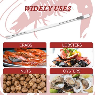 Image showing  4 pc. Stainless Steel Seafood Forks, Double Ended Lobster & Crabs & Nuts Forks Picks, SF1001