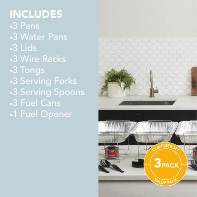 Image showing  3 pk. Disposable Chafing Dish Buffet Set Half Pan