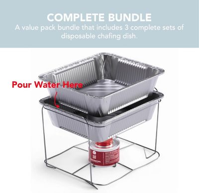 Image showing 5 th Alpha Living 3 pk. Disposable Chafing Dish Buffet Set Half Pan