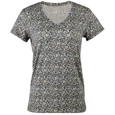 Blue Mountain Women's V-Neck Short-Sleeve Print T- Shirt