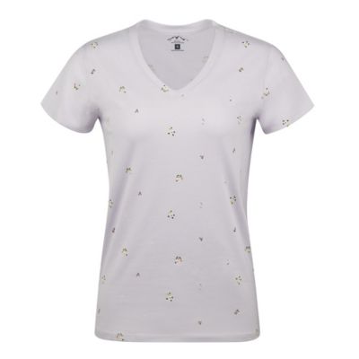Blue Mountain Women's V-Neck Short-Sleeve Print T- Shirt