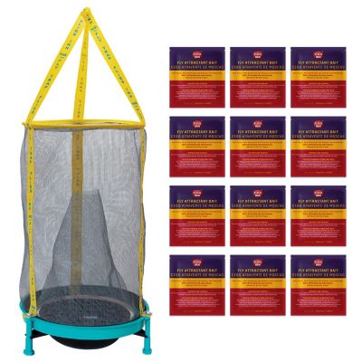 Flies Inn EZ Fly Cage Reusable Outdoor Fly Trap with 12 Attractant Bait Refills, Low Odor