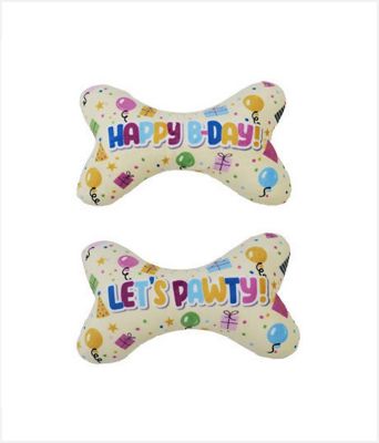 Hip Doggie Happy Birthday Bone Toy for Dogs, Medium