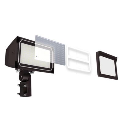 Image showing  UNION LED Flood Light Adj Watt Slip Fitter, Yoke Mount Included Bronze Housing