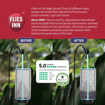 Image showing  Lite Fly Cage Reusable Outdoor Fly Trap with 2 Attractant Bait Refills, Low Odor, FLLITE1