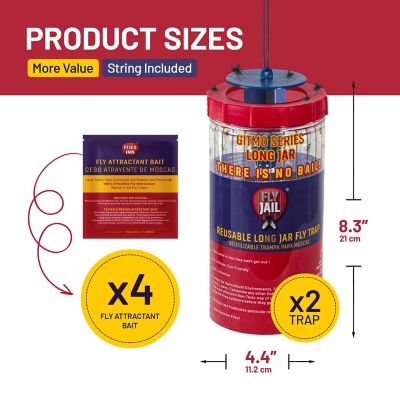Image showing  2 Long Jar Reusable Outdoor Fly Traps
