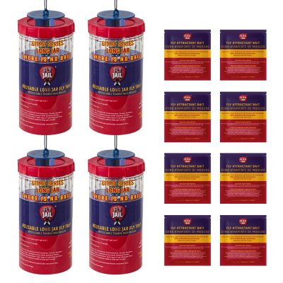 Fly Jail 4 Long Jar Reusable Outdoor Fly Traps