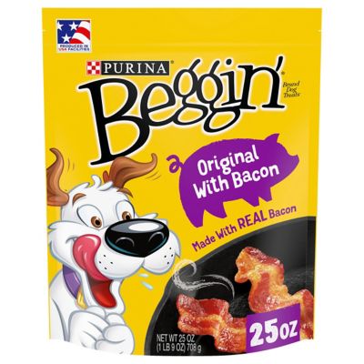 Purina Beggin' Bacon Flavor Real Meat Dog Strip Treats, 25 oz. My Dog is begging for bacon!