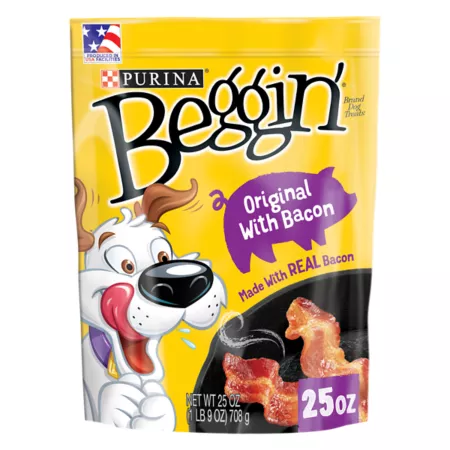 Purina Beggin' Strips Original with Bacon Flavor Dog Treats 25 oz Poached Dog Soft & Chewy Treats