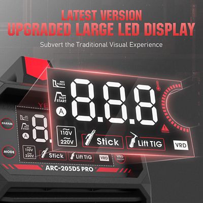 Image showing 7 th YesWelder 110V/220V/205 Amps Stick/Lift TIG 2-in-1 Stick Welder, Big LED Display, Dual Voltage, Hot Start