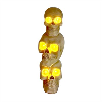 Haunted Hill Farm Skull Stack Statue with LED Eyes