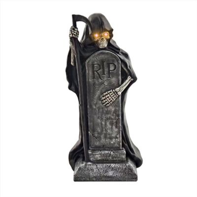 Haunted Hill Farm Grim Reaper Holding Sickle Statue with LED Eyes