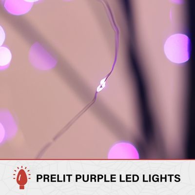 Image showing  Set of 3 Halloween Trees with Bats and LED Lights, Black, Purple