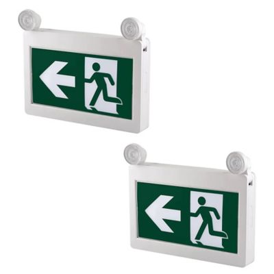 Beyond Led Technology H3 Led Combo Safety Exit Sign 4W 6000-7000K Green 3.6V 1000Mah Ni-Cd Battery Single & Double Face, 2 Pk.