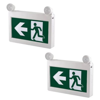 Beyond LED Technology H3 LED Combo Safety Exit Sign 4W 6000-7000K Green 3.6V 1000mAh Ni-Cd Battery Single & Double Face, 2 pk.