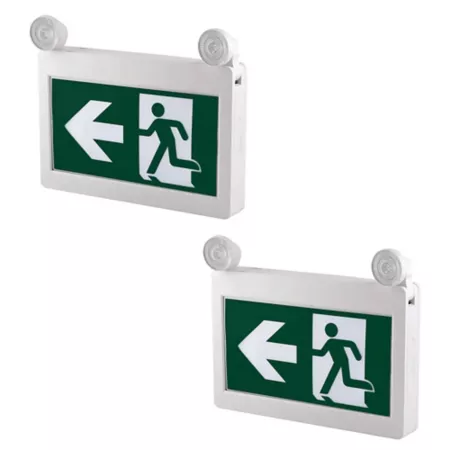 Beyond LED Technology H3 LED Combo Safety Exit Sign 4W 6000-7000K Green 3.6V 1000mAh Single and Double Sided Ni-Cd Battery 2 pk. Safety Signs