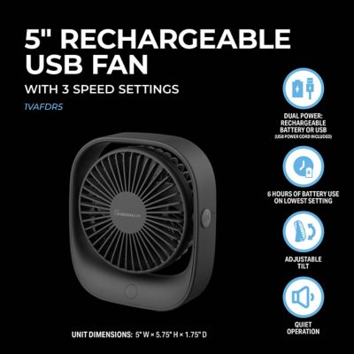 Image showing  5 in. Rechargeable USB Fan
