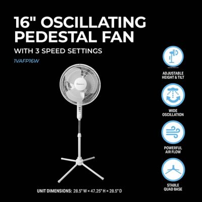Image showing  16 in. Oscillating Pedestal Fan, White