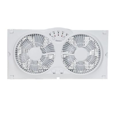 VisionAir 9 in. Reversable Twin Window Fan with Thermostat