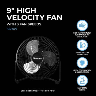 Image showing  9 in. High Velocity Floor Fan with Copper Oil Bearing Motor