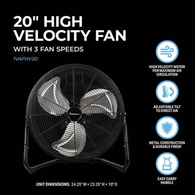 Image showing  20 in. 3-Speed Indoor/Outdoor High Velocity Floor Fan with Aluminum Oil Bearing Motor