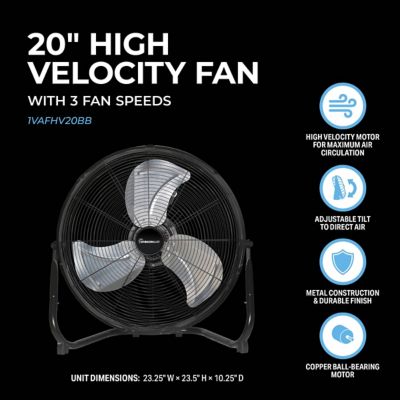 Image showing 7 th VisionAir 20 in. 3-Speed Indoor/Outdoor High Velocity Floor Fan with Aluminum Oil Bearing Motor